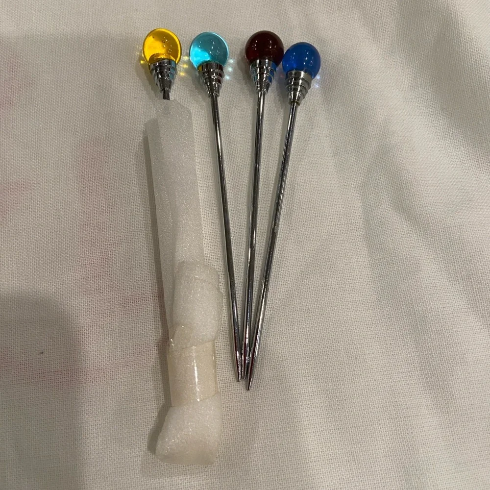 Vintage food metal silver Multicolor martini cocktail picks. yellow purple blue